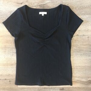Madewell Ribbed Sweetheart Tee Black Size Small